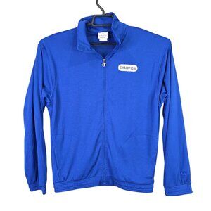 Mens Champion Blue Track Mesh Jacket Full Zip 100% Polyester Mock Neck Size S